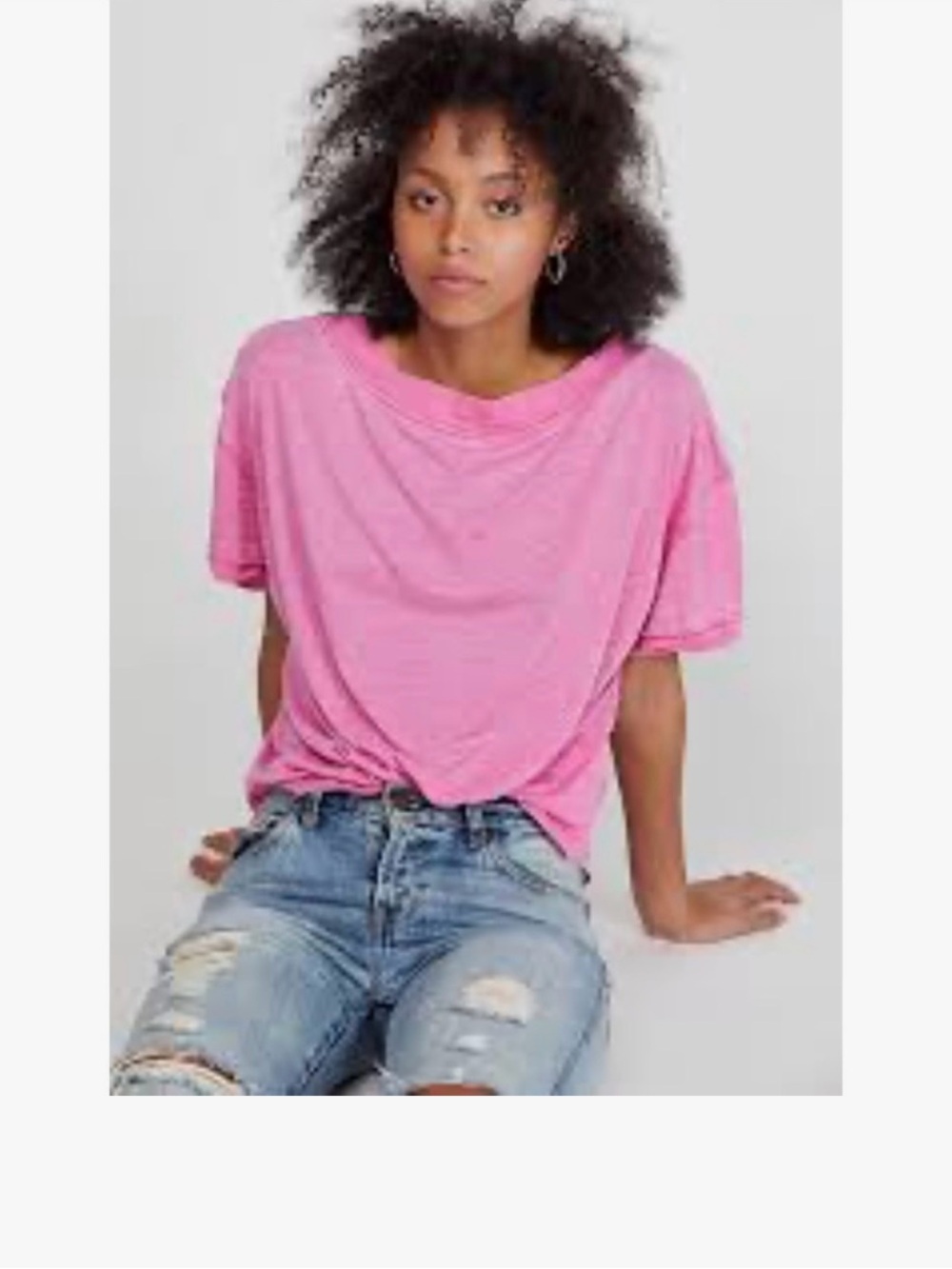 Free People Relaxed Pink Short Sleeve Tee